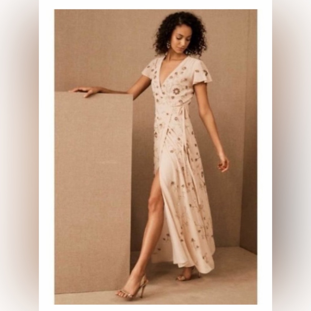 BHLDN Plymouth Wrap Style Blush Gown Dress Size US 16